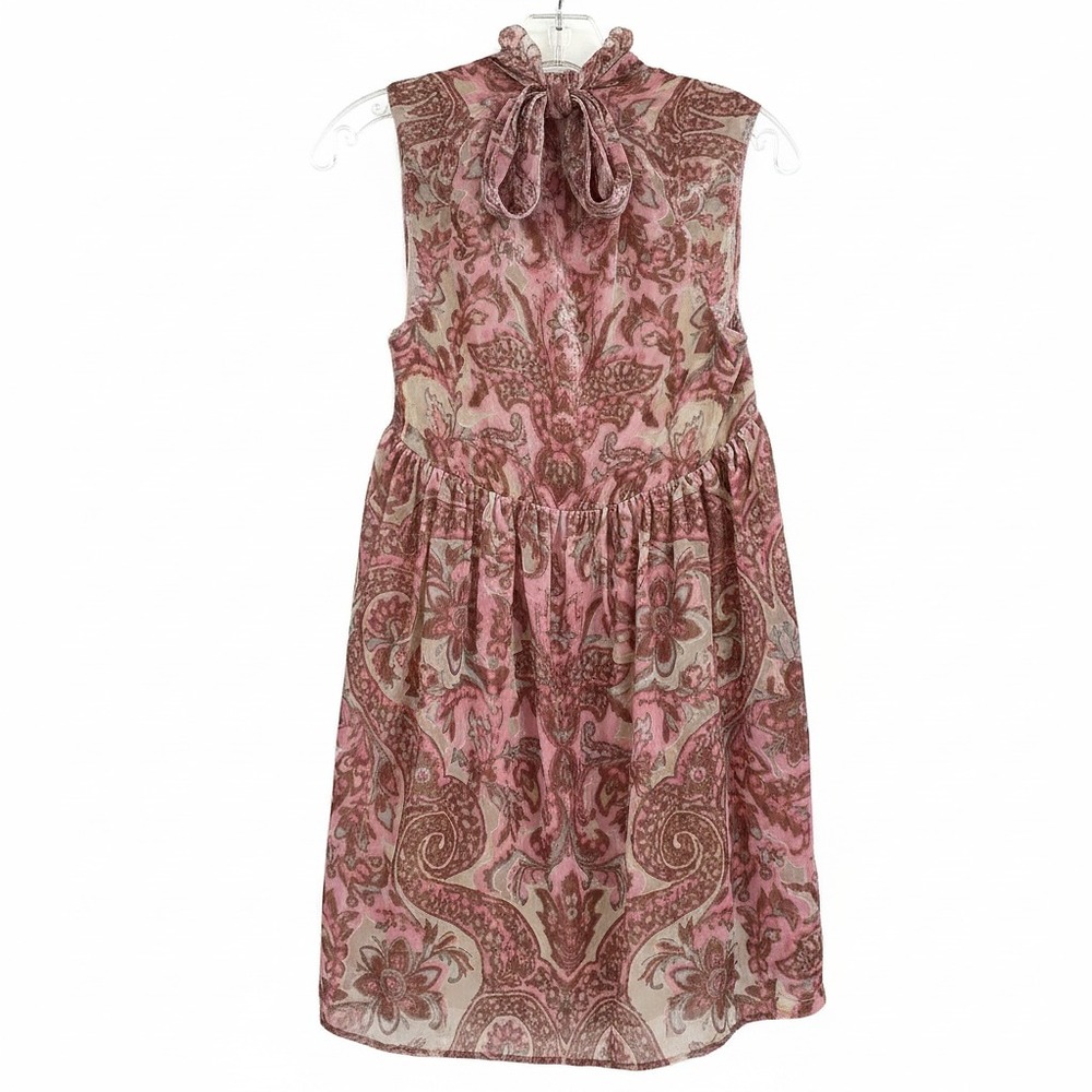 Free People Velvet Sleeveless Dress | Pink/Blue Midi Fit & Flare XS